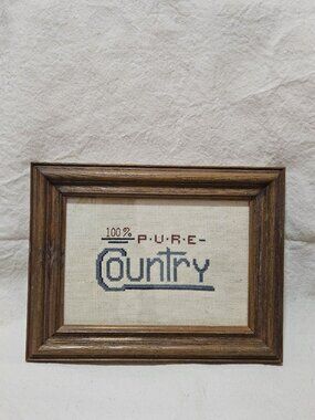 "100% Pure Country" Vintage Framed Cross Stitch